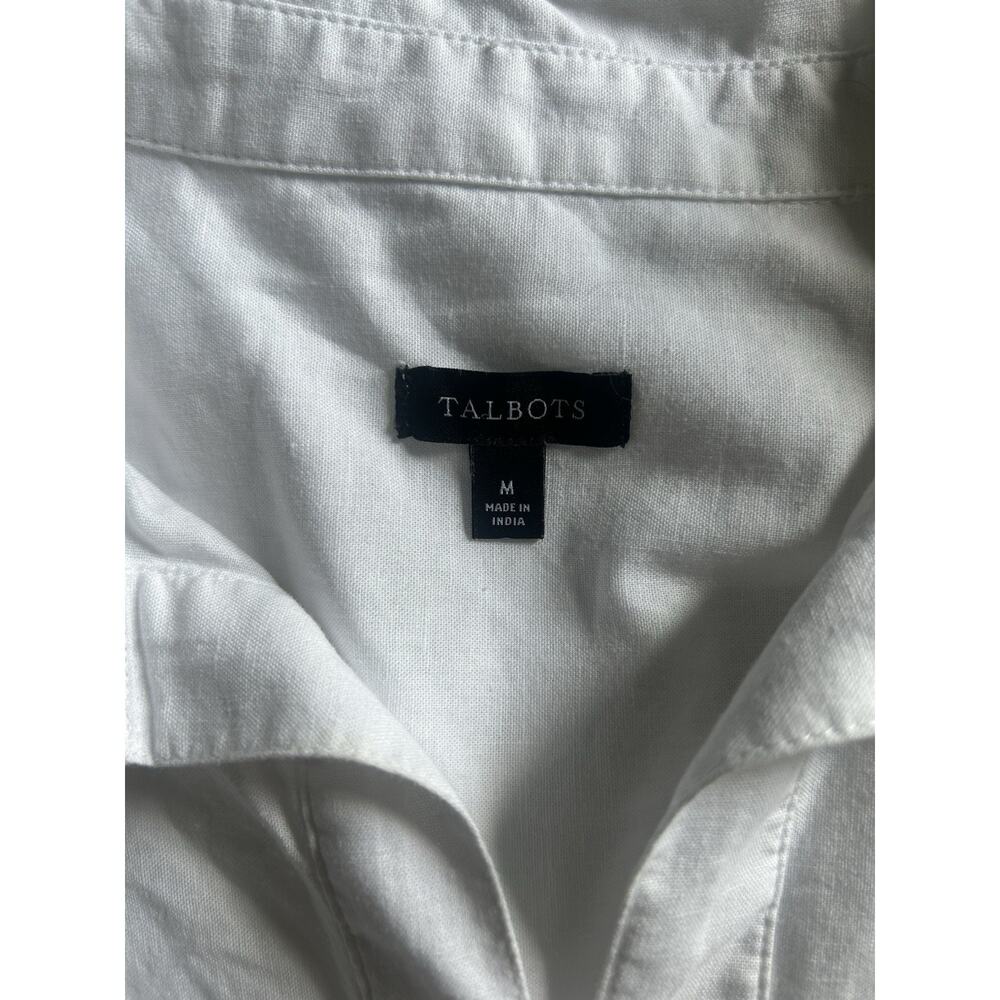 Talbots Embroidered Lightweight Collared Blouse Womens Size Medium White Pink - Picture 3 of 6